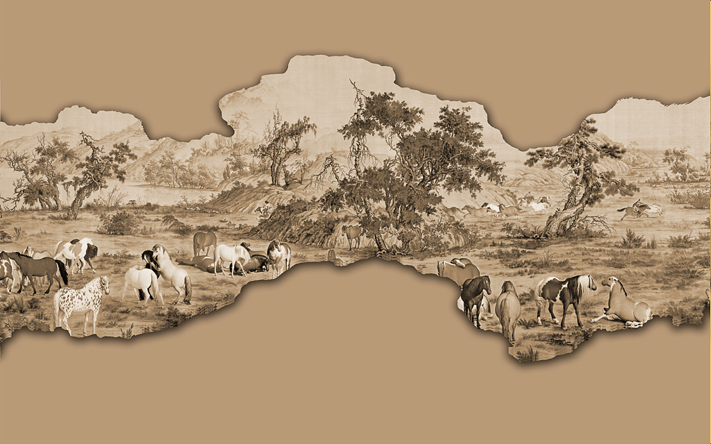 新中式背景墙壁画设计