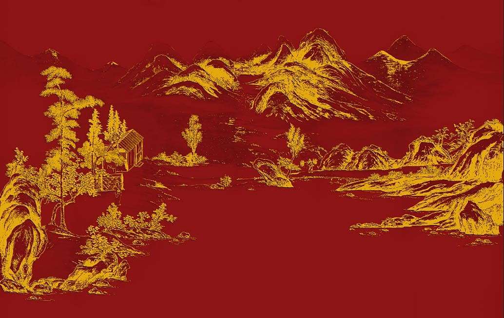 新中式背景墙壁画设计
