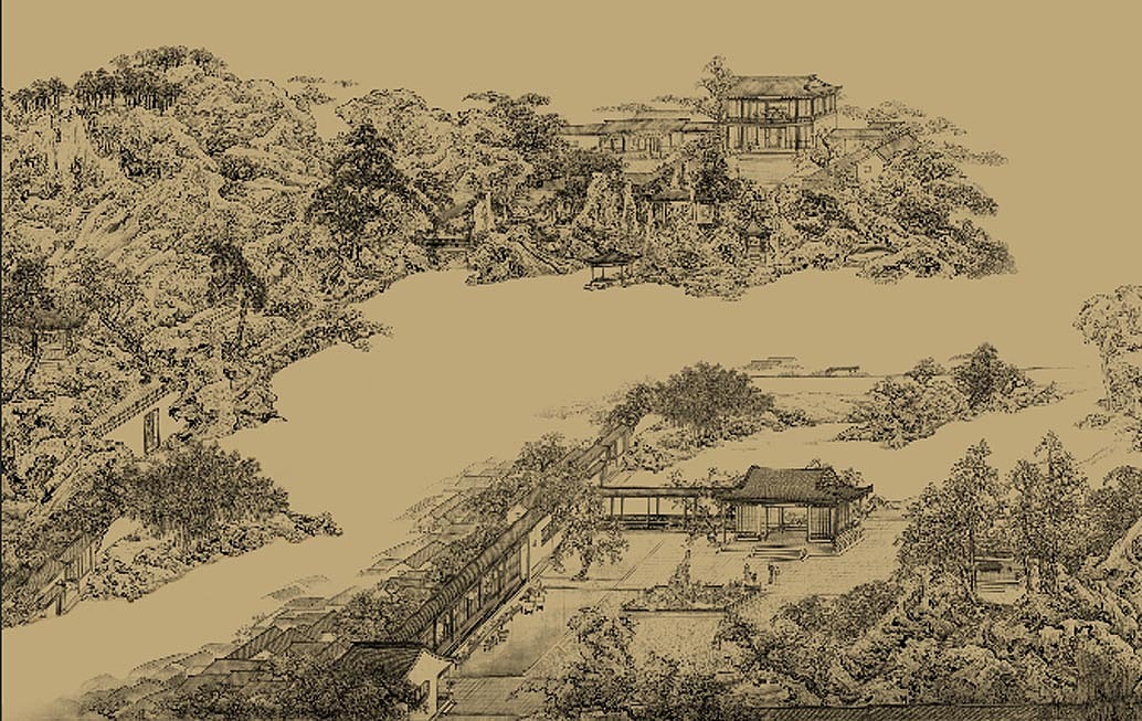 新中式背景墙壁画设计