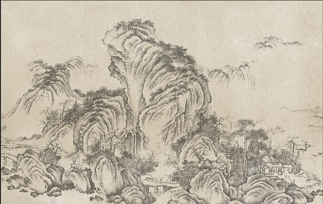 新中式背景墙壁画设计