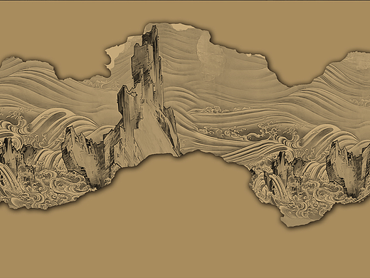 新中式背景墙壁画设计