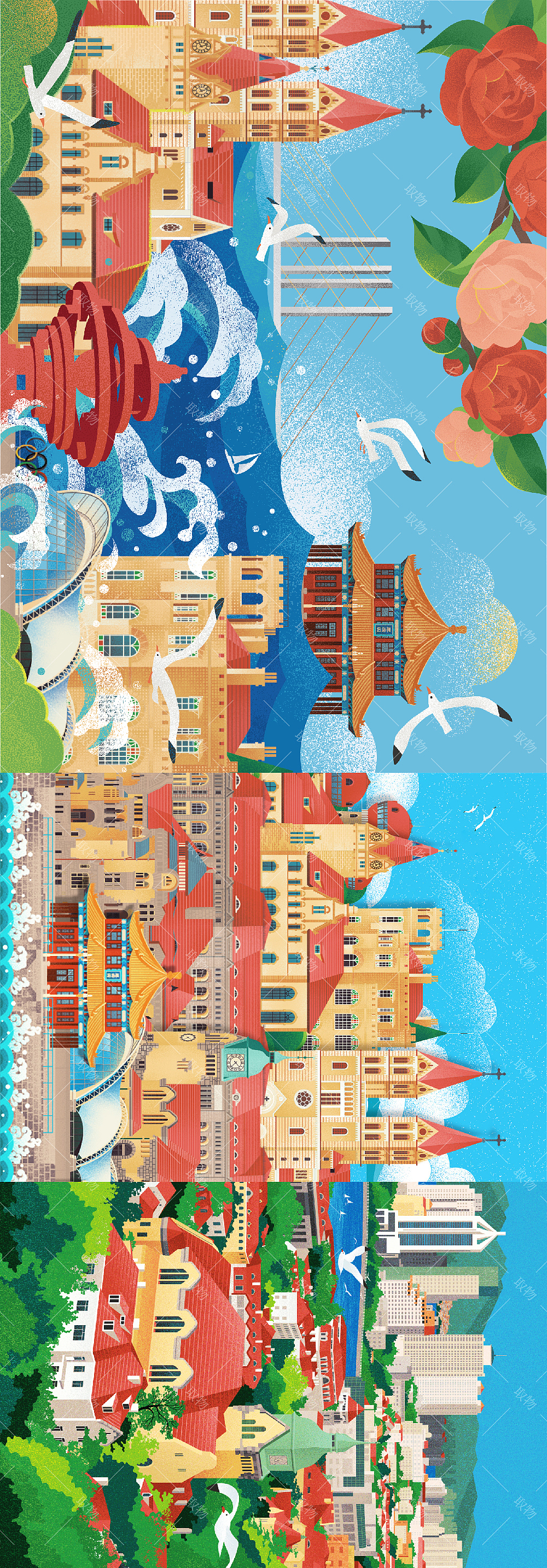 山东文创插画-青岛插画合集（图ZMzc0NjEyNDQw） - 商业插画 - 站酷设计师取物创意原创素材 - 站酷ZCOOL