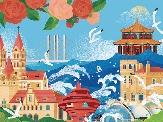 山东文创插画-青岛插画合集