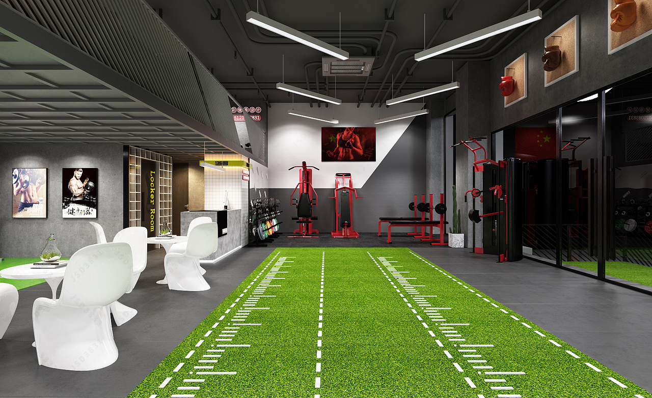 设计健身房公司,时尚健身房设计,小区健身房设计