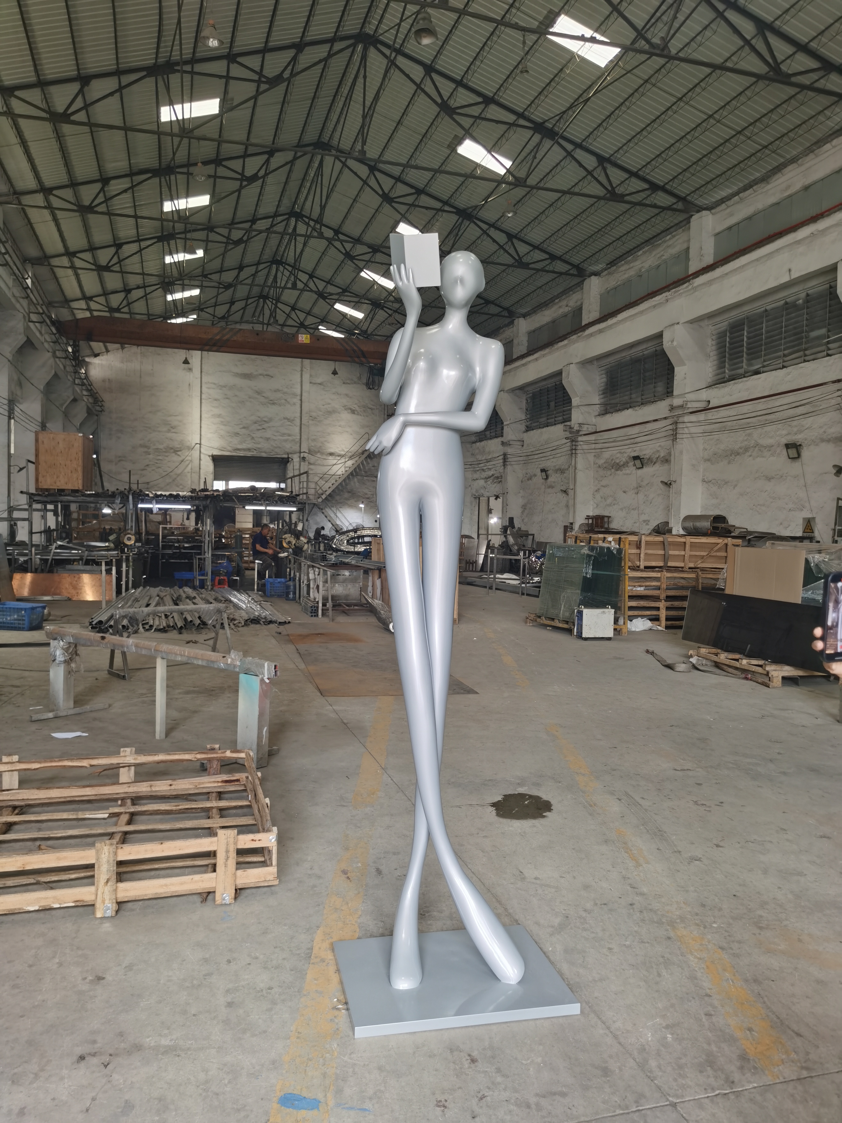 不锈钢抽象人物雕塑2米高