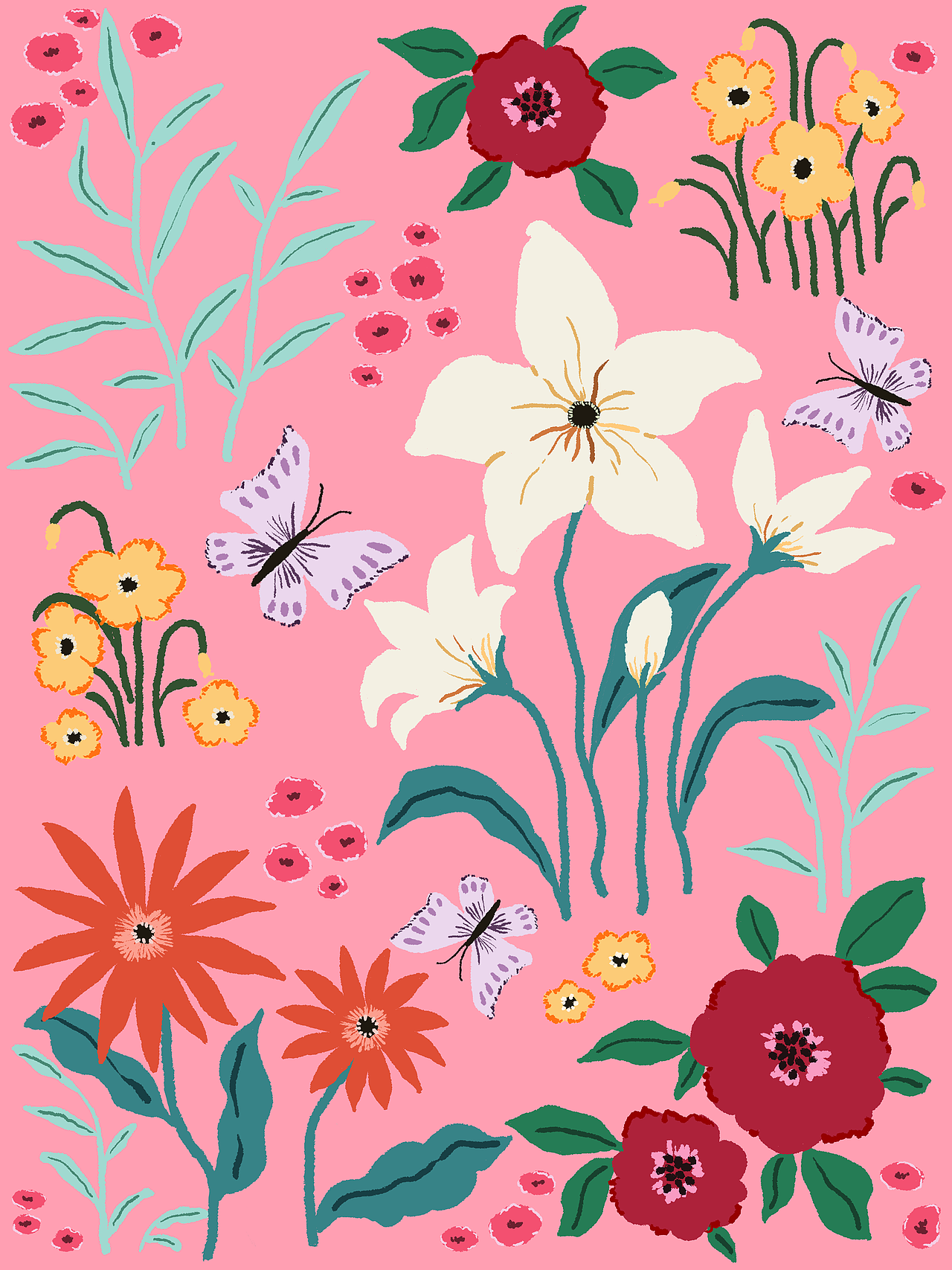 夏日花紋（圖ZMzc0Njc5MDky） - 商業(yè)插畫 - 站酷設(shè)計(jì)師柒一二原創(chuàng)素材 - 站酷ZCOOL