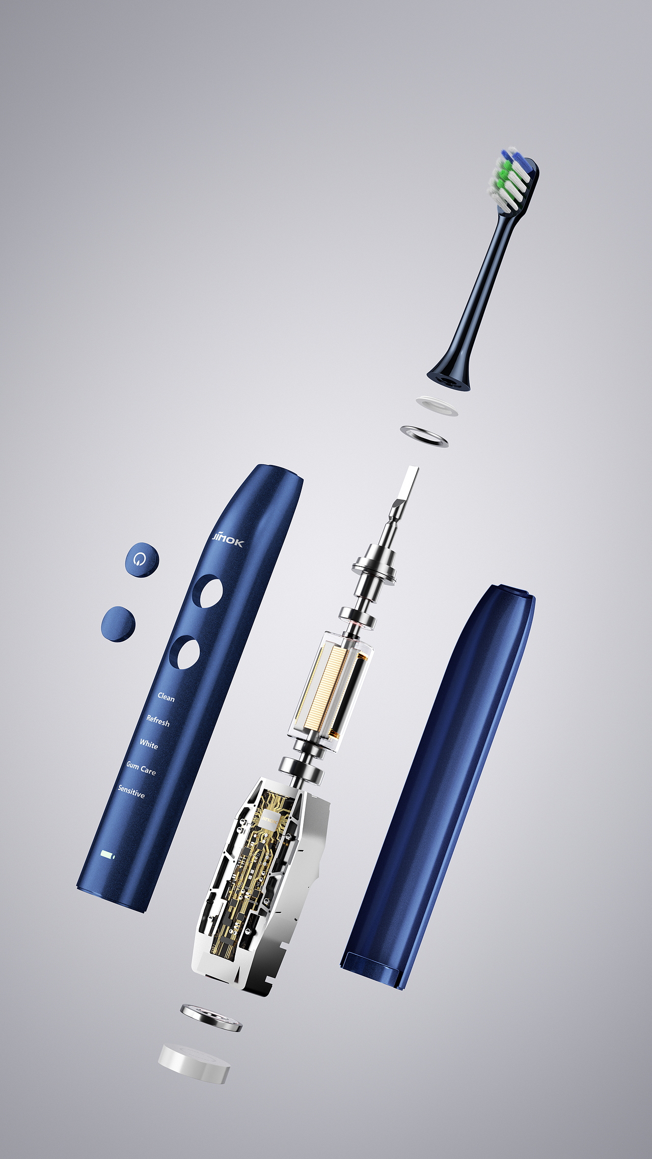 【产品渲染】-- JIMOK-声波电动牙刷K2渲染视觉升级（图ZMzc0NzA3ODU2） - 产品 - 站酷设计师闲雨灬原创素材 - 站酷ZCOOL