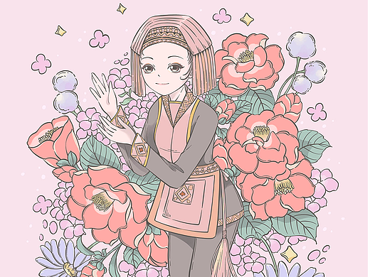 女孩和花（瑶族少女）