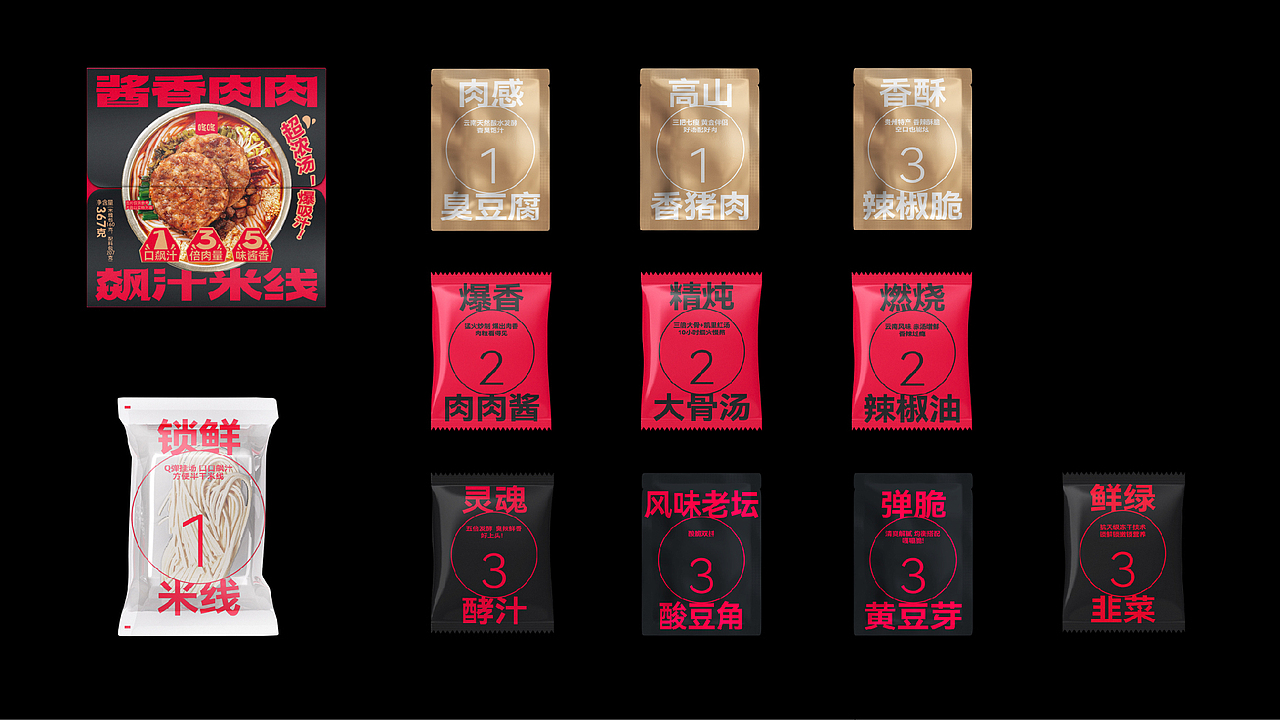 咚咚食品 x 瑞德设计 | 酱香肉肉飙汁米线-品牌设计(图ZMzc0NzQyODA4) - 包装 - 站酷设计师瑞德设计股份原创素材 - 站酷ZCOOL