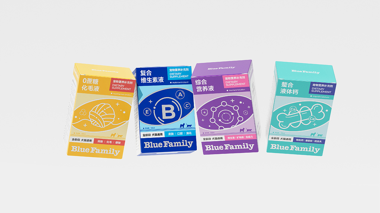 Blue Family 宠物营养补充剂 包装设计（图ZMzc0NzQ3NTUy） - 包装 - 站酷设计师大白菜Cab8age原创素材 - 站酷ZCOOL