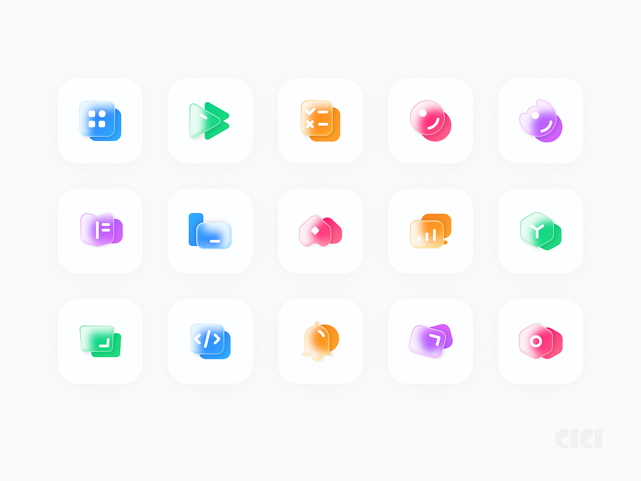 图标练习 | 磨砂玻璃风格icon