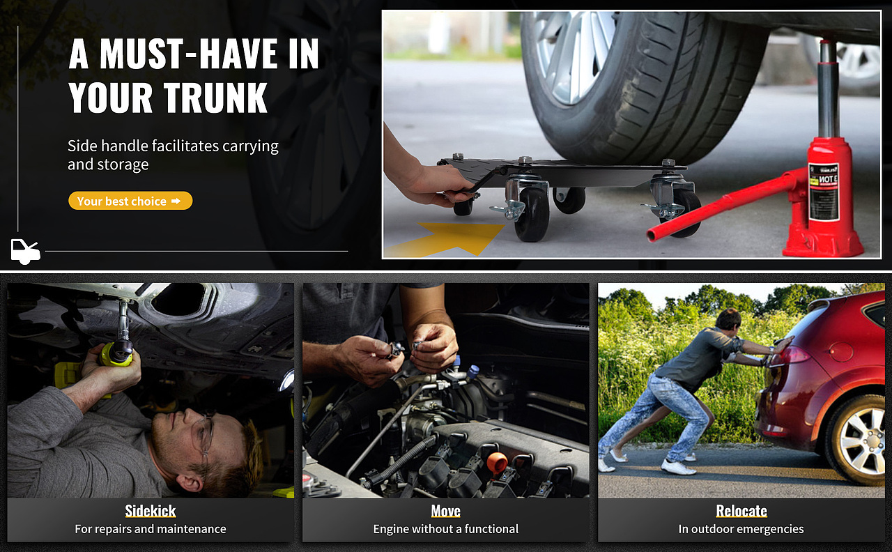 4 件式车轮推车亚马逊工具类主副图设计/A+设计