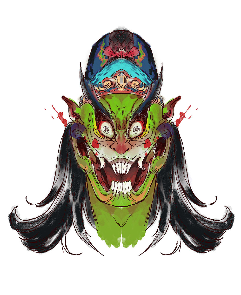 一个鬼头练习（图ZMzc0ODEyMzU2） - 艺术插画 - 站酷设计师助长不揠苗原创素材 - 站酷ZCOOL