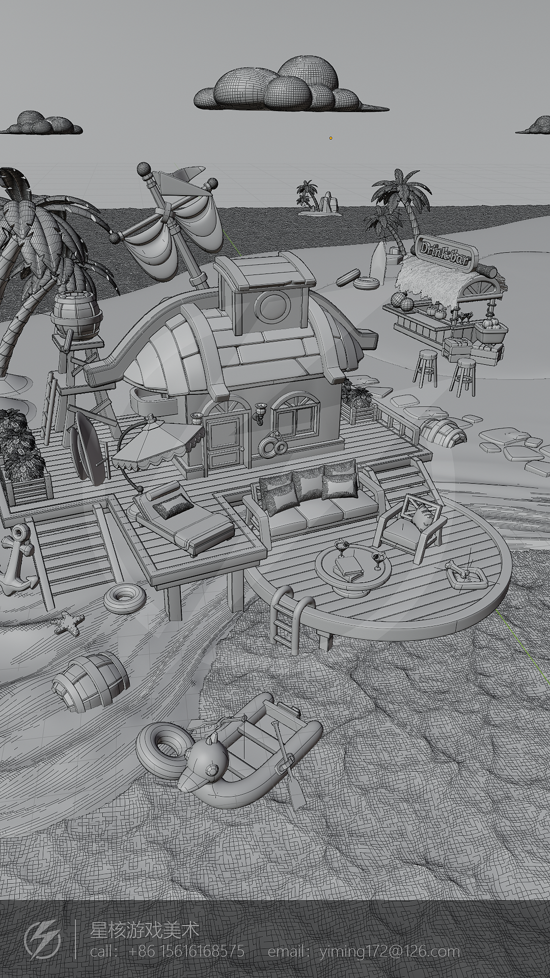 欧美卡通(海上度假小屋)