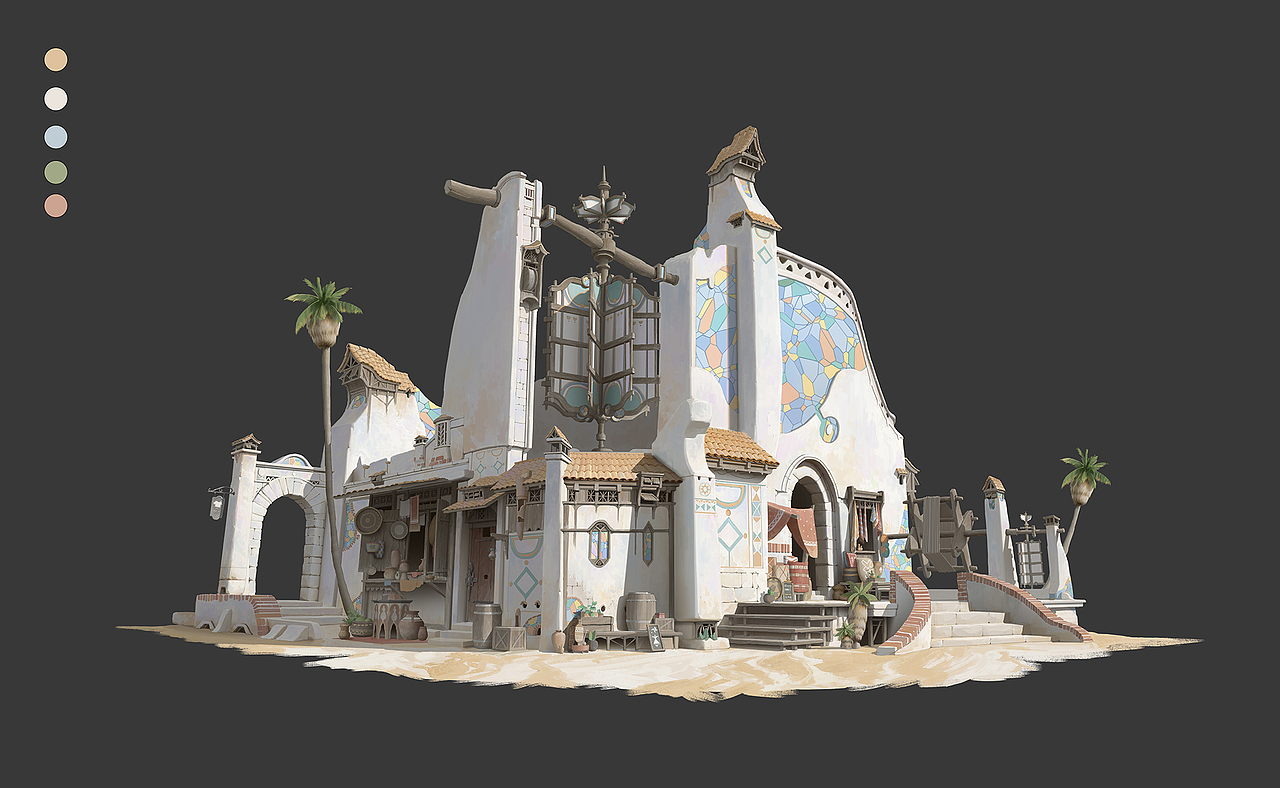 艺数绘讲师作品|小宇《彩璃风车屋》（图ZMzc0ODM0MzA4） - 游戏原画 - 站酷设计师艺数绘CG原创素材 - 站酷ZCOOL