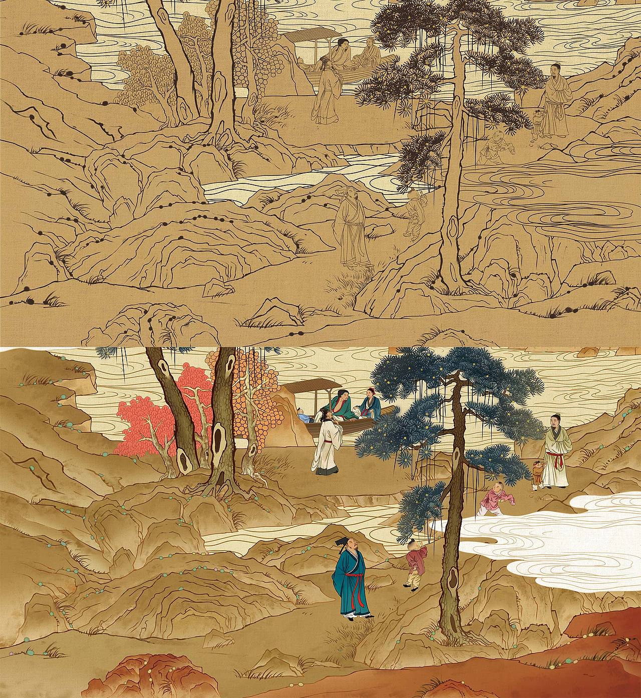 兰亭雅集｜探访古人藏在酒里的中国文化｜古风插画（图ZMzc0ODg1NDEy） - 商业插画 - 站酷设计师鹤栖云原创素材 - 站酷ZCOOL