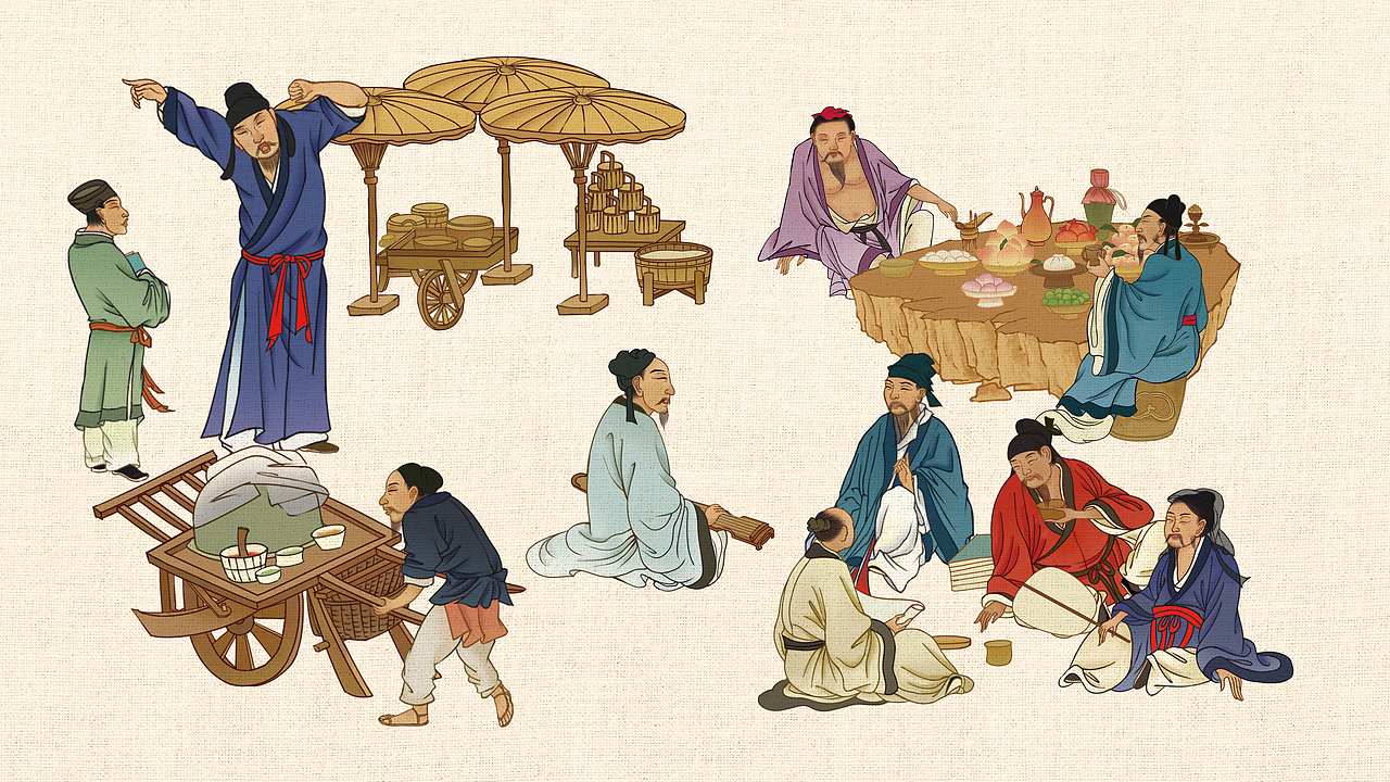 兰亭雅集｜探访古人藏在酒里的中国文化｜古风插画（图ZMzc0ODg1NDky） - 商业插画 - 站酷设计师鹤栖云原创素材 - 站酷ZCOOL