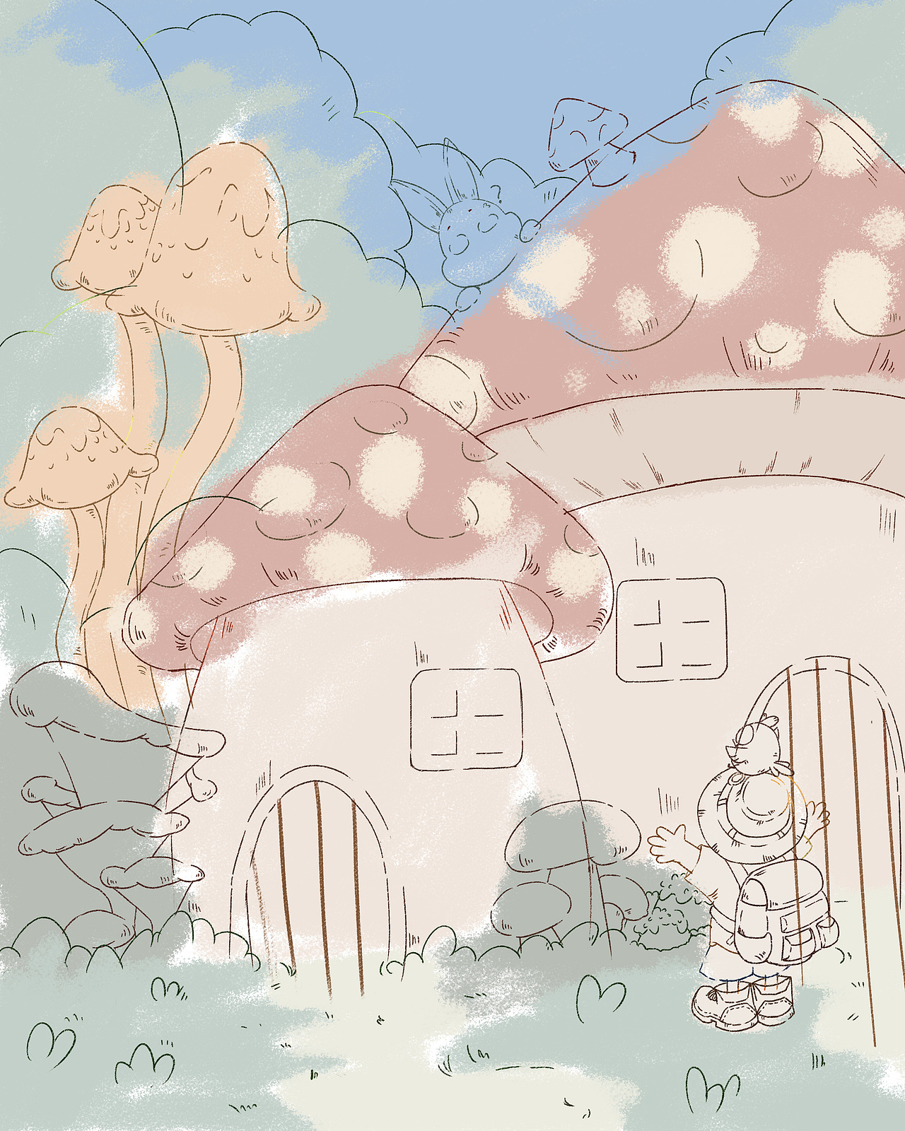 蘑菇屋的相遇（图ZMzc0OTA1MTc2） - 儿童插画 - 站酷设计师路边三狗原创素材 - 站酷ZCOOL