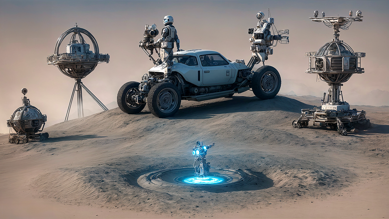 《時光之旅：AI引領(lǐng)的未來瞬間》（圖ZMzc0OTMxMzY0） - AI作品 - 站酷設(shè)計師飛魚攝影原創(chuàng)素材 - 站酷ZCOOL