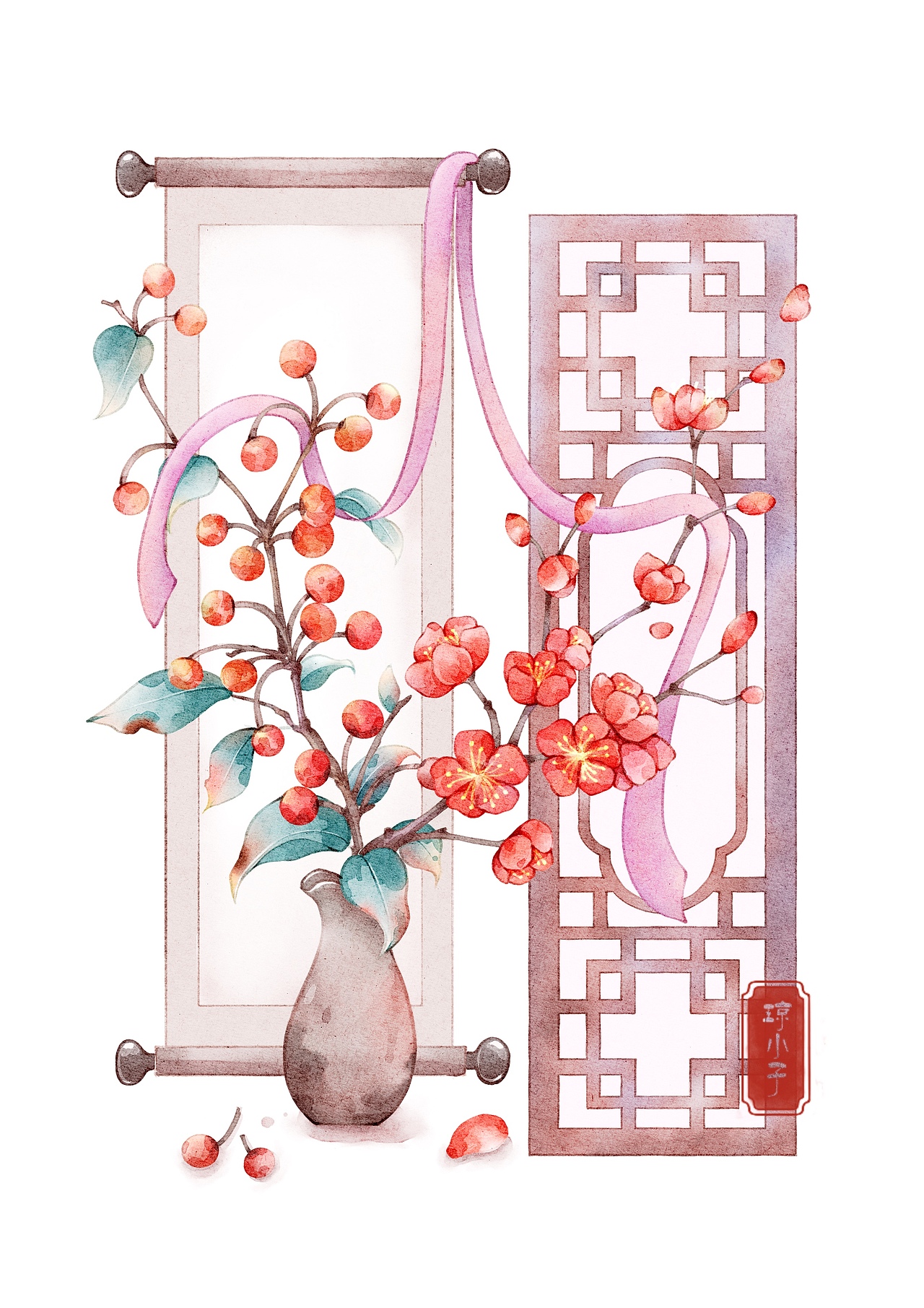 古风花卉合集（图ZMzc0OTQ5MzU2） - 商业插画 - 站酷设计师画画的琼光原创素材 - 站酷ZCOOL