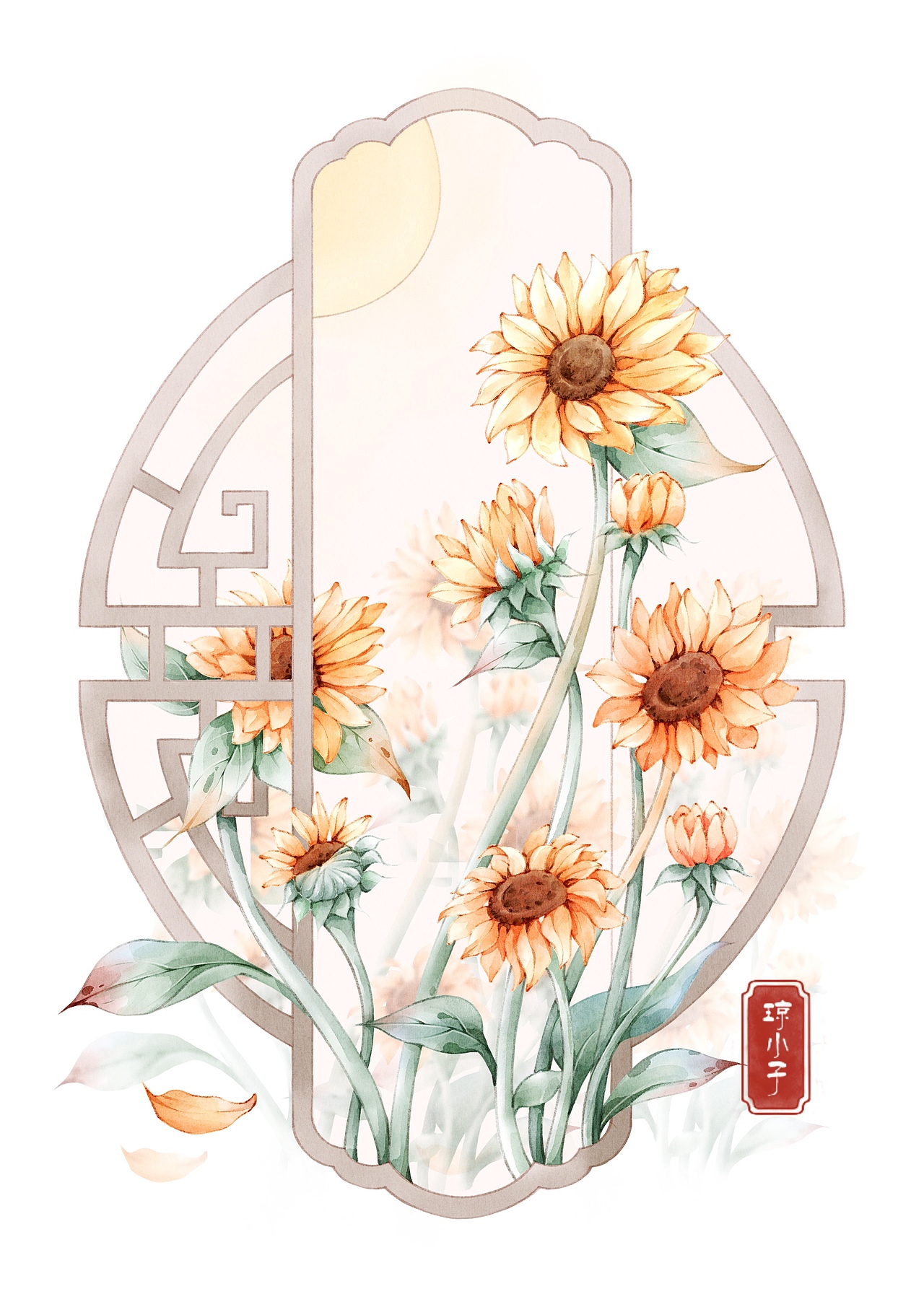 古风花卉合集（图ZMzc0OTQ5MzQ4） - 商业插画 - 站酷设计师画画的琼光原创素材 - 站酷ZCOOL