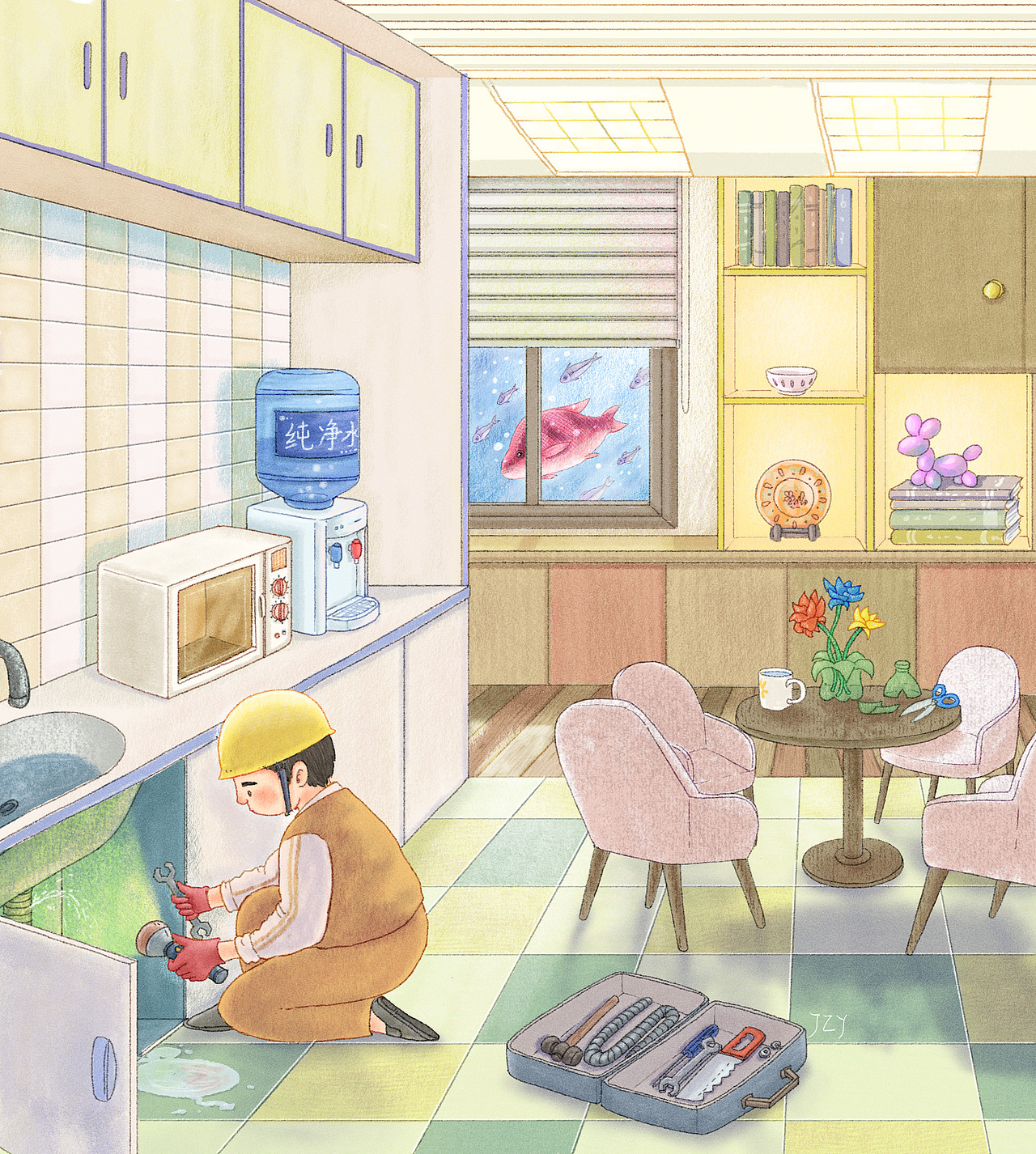 为谜语绘制的一组插图