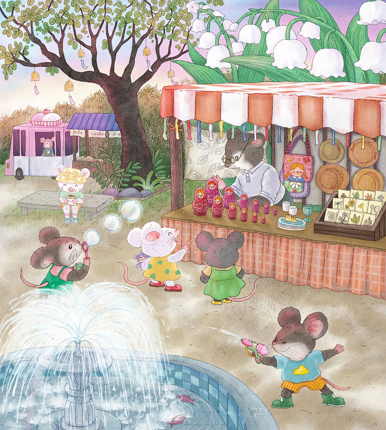 为谜语绘制的一组插图