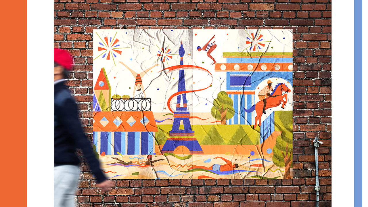 原创插画 · 奥运五环闪耀巴黎