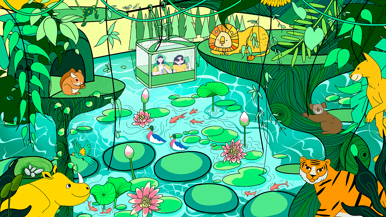 夏日阳光下，绿意轻轻摇。
自由的风，轻快地绕。&lt;br&gt;放空思绪，心随风飘…