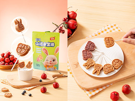 美食摄影｜山楂水果棒｜儿童零食｜小熊小兔造型