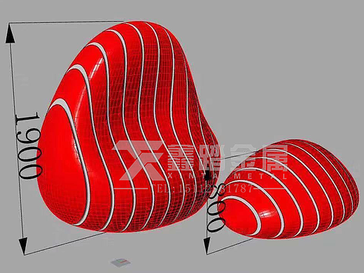 不锈钢空心石头雕塑 金属锻打造型摆件