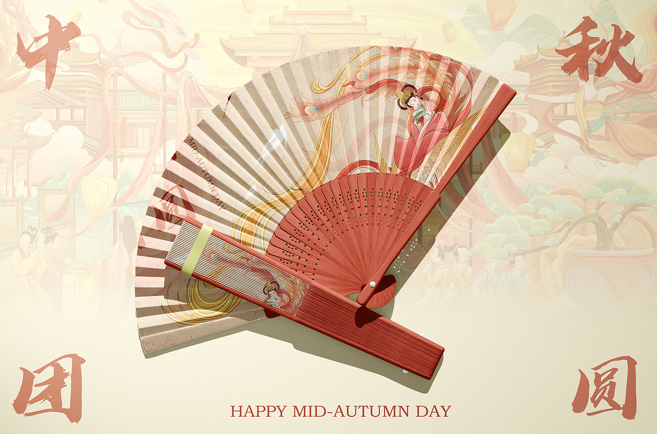 中秋节插画 I 中秋月下图