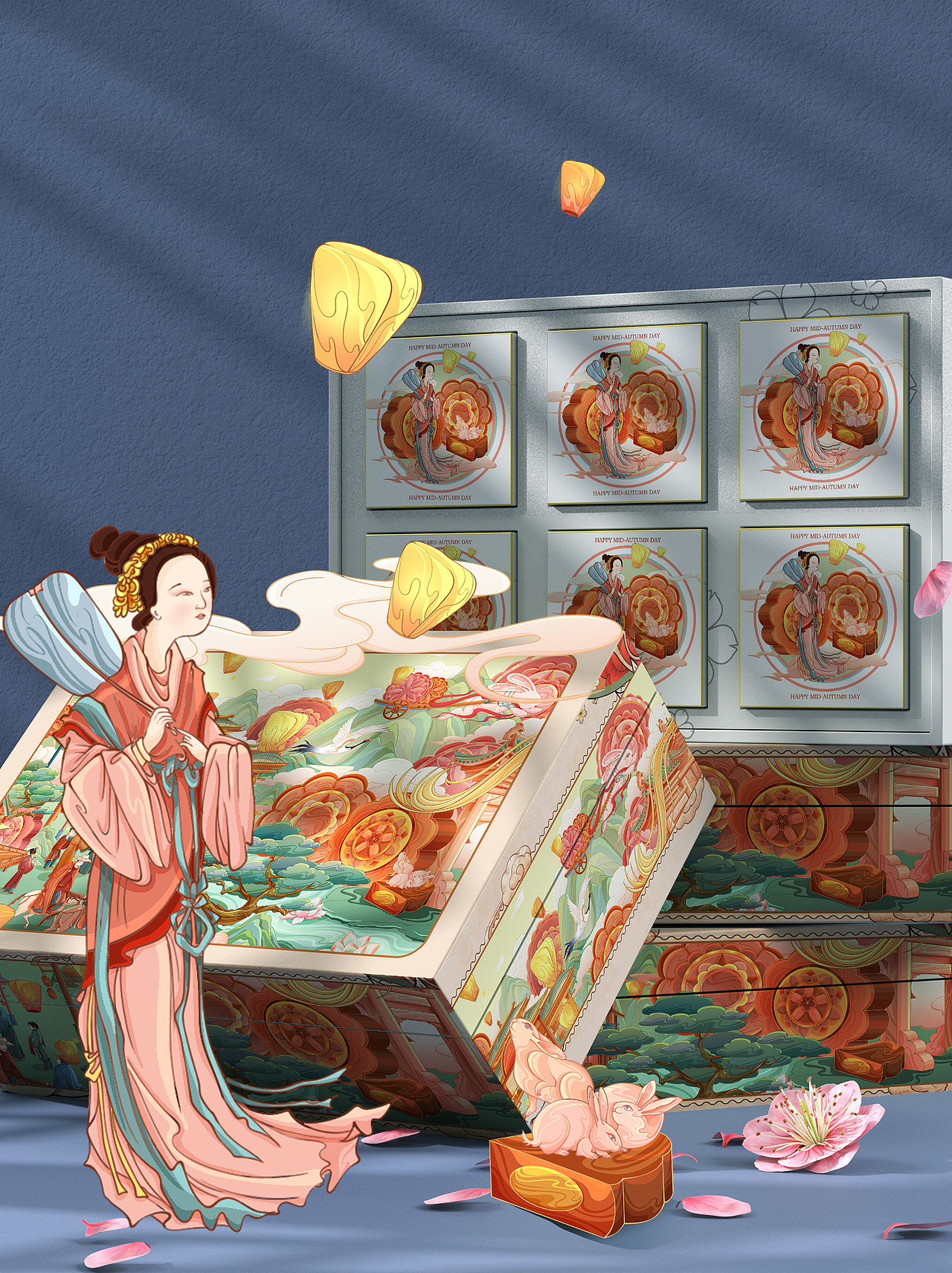 中秋节插画 I 中秋月下图