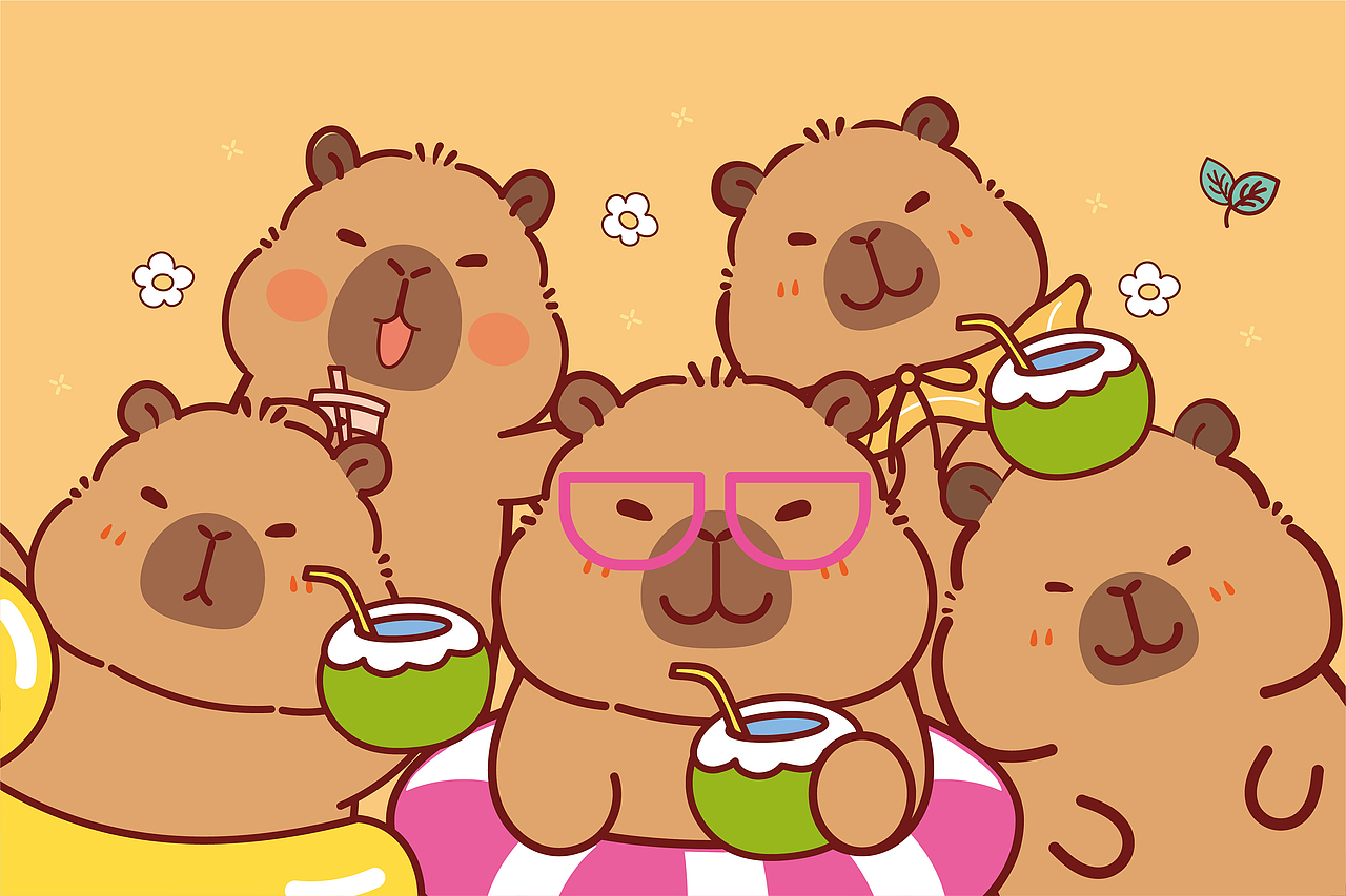 卡皮巴拉IP卡通形象插画设计地垫鼠标垫餐垫（图ZMzc0OTc3OTg0） - 商业插画 - 站酷设计师阿茹生肖IP原创素材 - 站酷ZCOOL