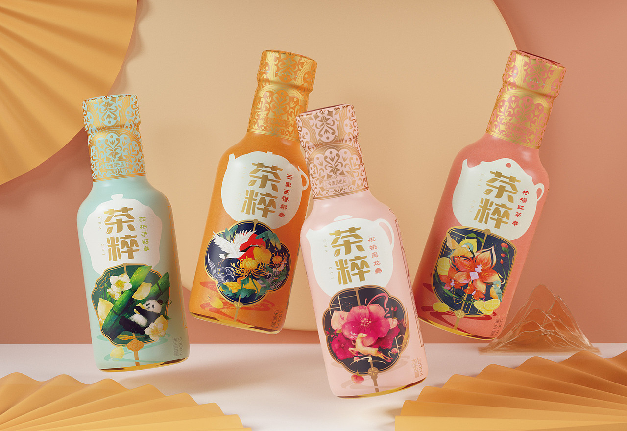 今麦郎丨茶粹梅兰竹菊系列果汁茶瓶型包装设计