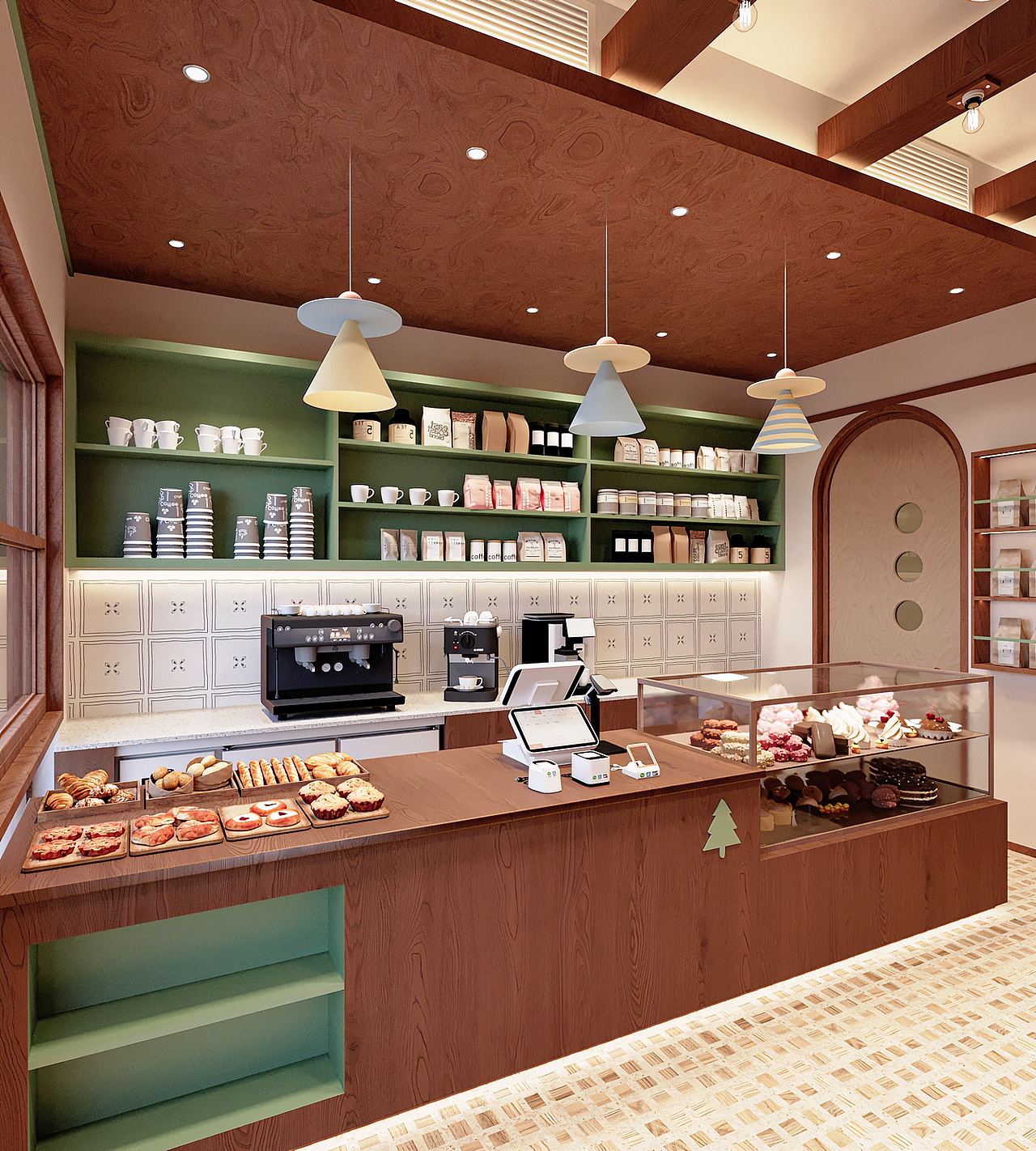 江西萍乡38㎡原木可爱烘焙面包店（图ZMzc1MDAzMzc2） - 商业空间设计 - 站酷设计师设计师文皓原创素材 - 站酷ZCOOL