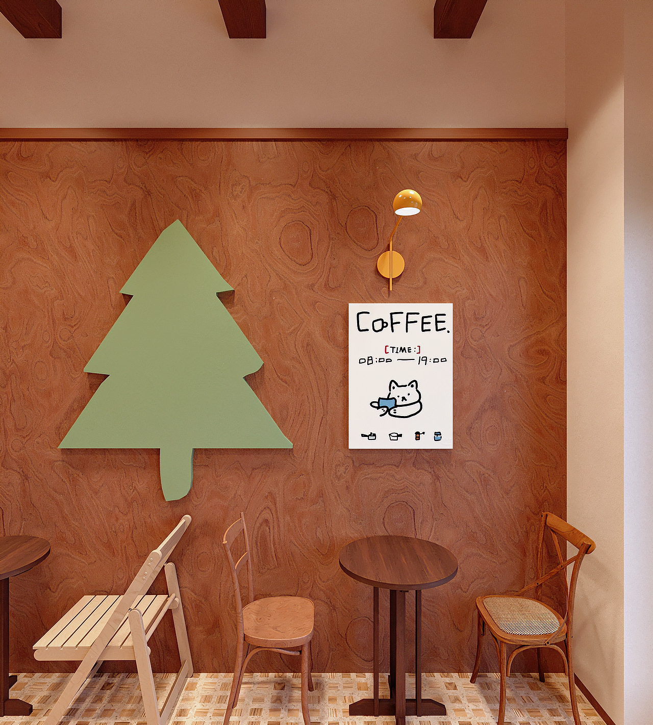 江西萍乡38㎡原木可爱烘焙面包店