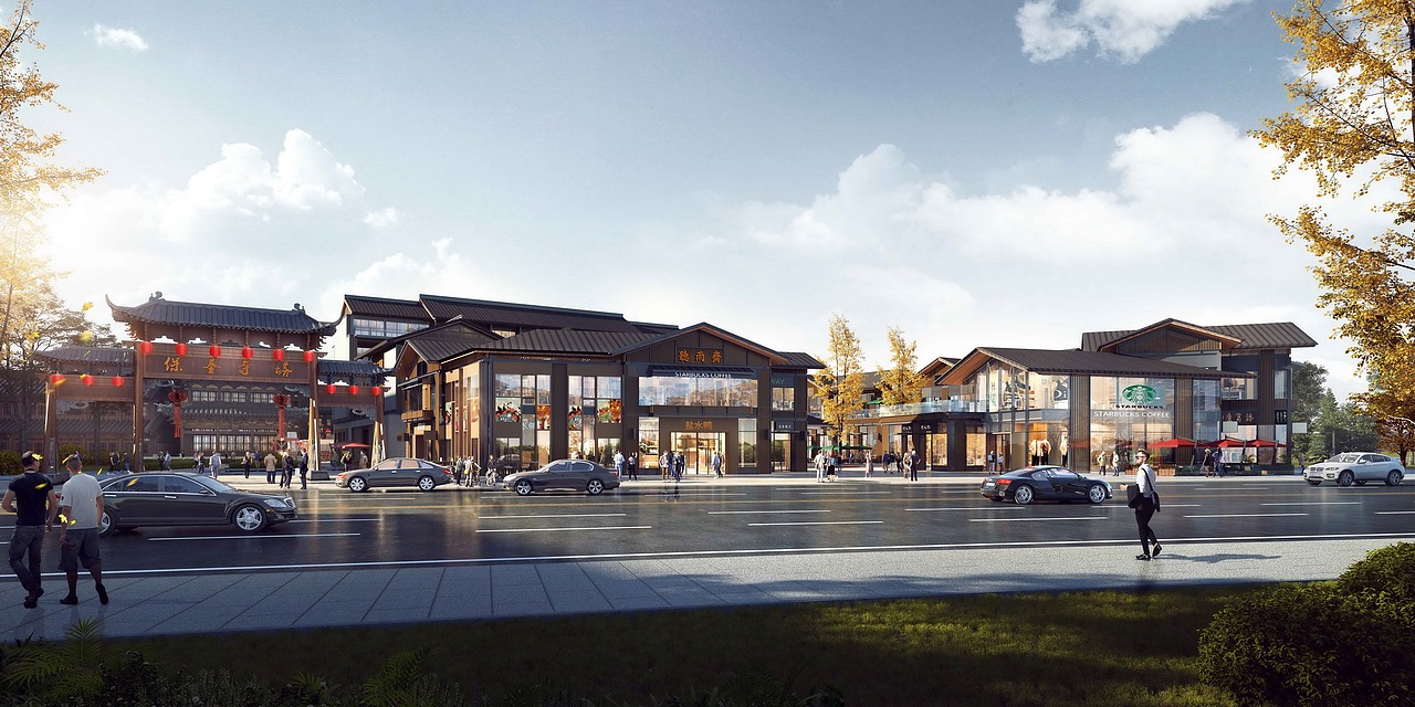 南京高淳保圣寺塔宋式商业街SU模型下载