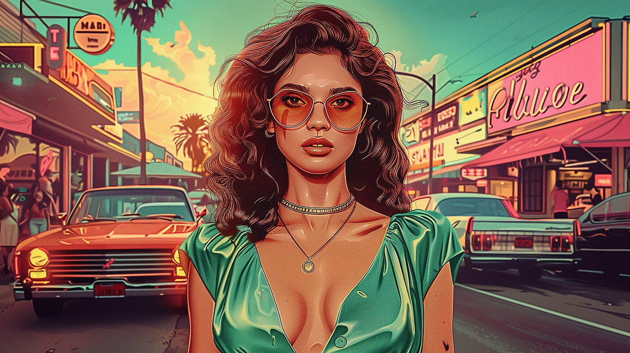 街头插画-美女系列