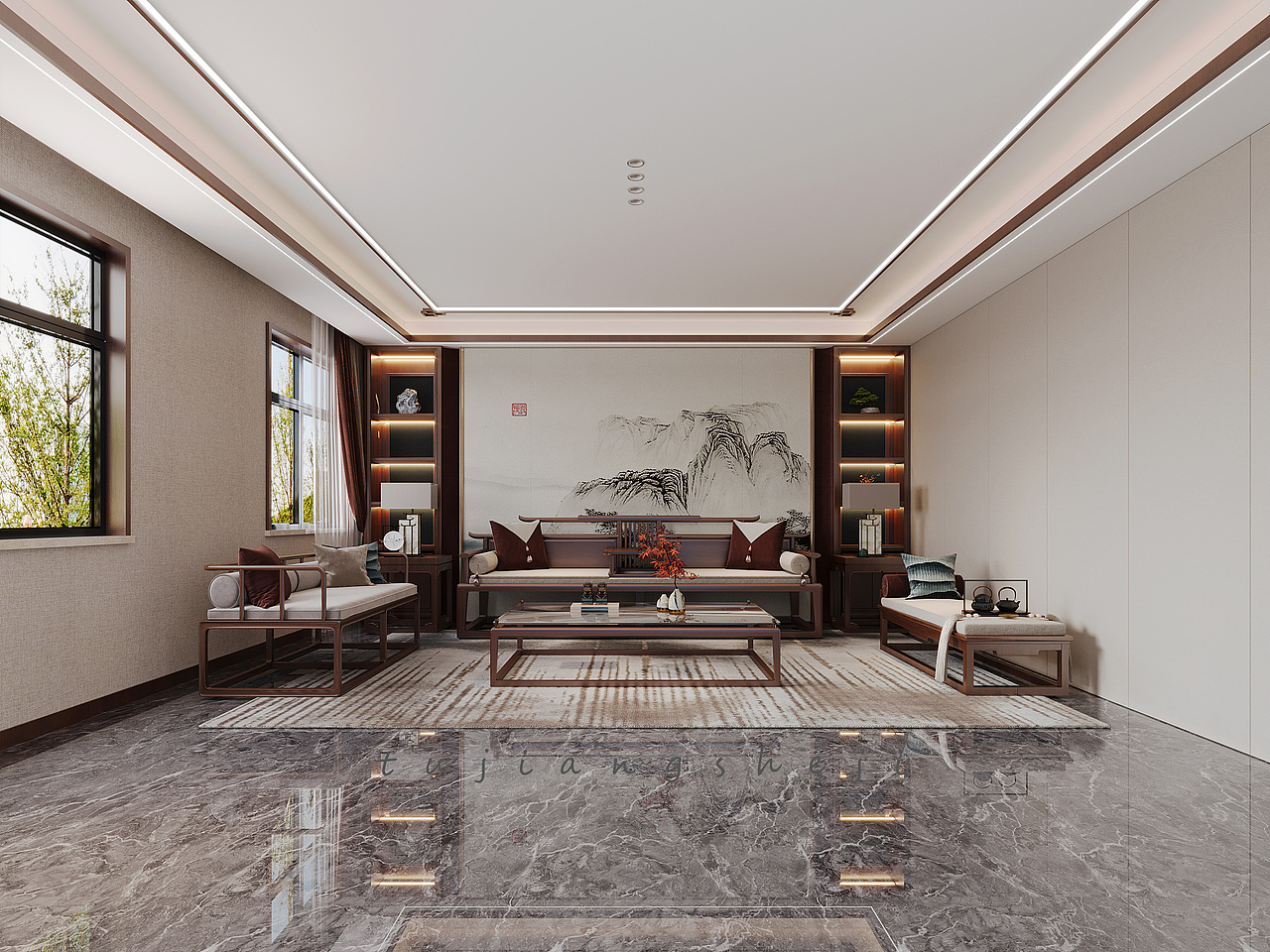 新中式别墅，以意会形的含蓄之美，还你一场风花雪月（图ZMzc1MDU2MjM2） - 家装设计 - 站酷设计师浅浅设计1原创素材 - 站酷ZCOOL