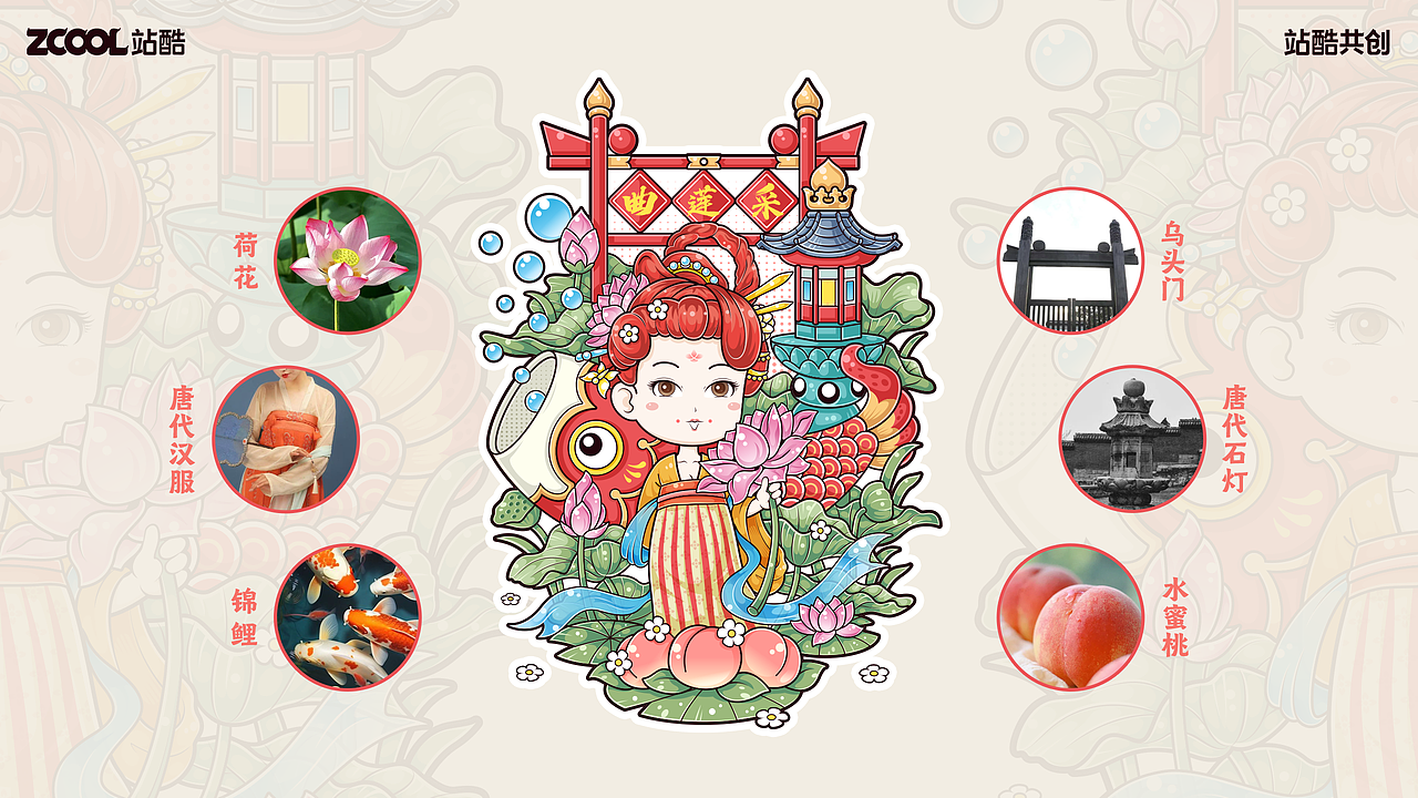 国潮插画—采莲曲（图ZMzc1MDc5MTgw） - 海报 - 站酷设计师西园学设原创素材 - 站酷ZCOOL