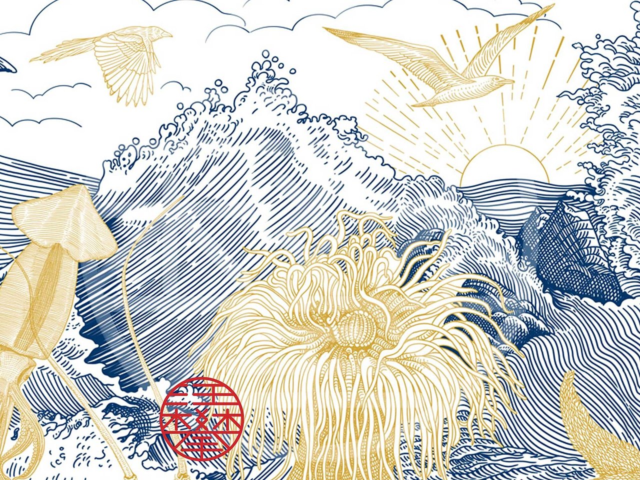 螃蟹海鱼海马海鲜世界版画/农产品海鲜包装插画设计（图ZMzc1MDgzOTI0） - 商业插画 - 站酷设计师鲲鹏设计插画汪攀原创素材 - 站酷ZCOOL