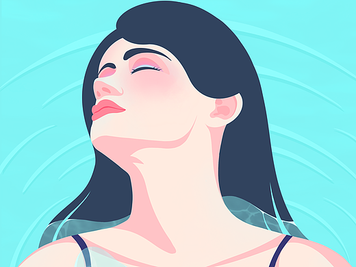 扁平风插画【南法的假日】【仲夏·夜泳者】