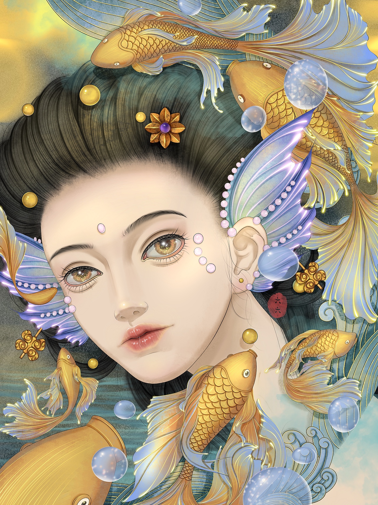 古风女子水彩插画合集