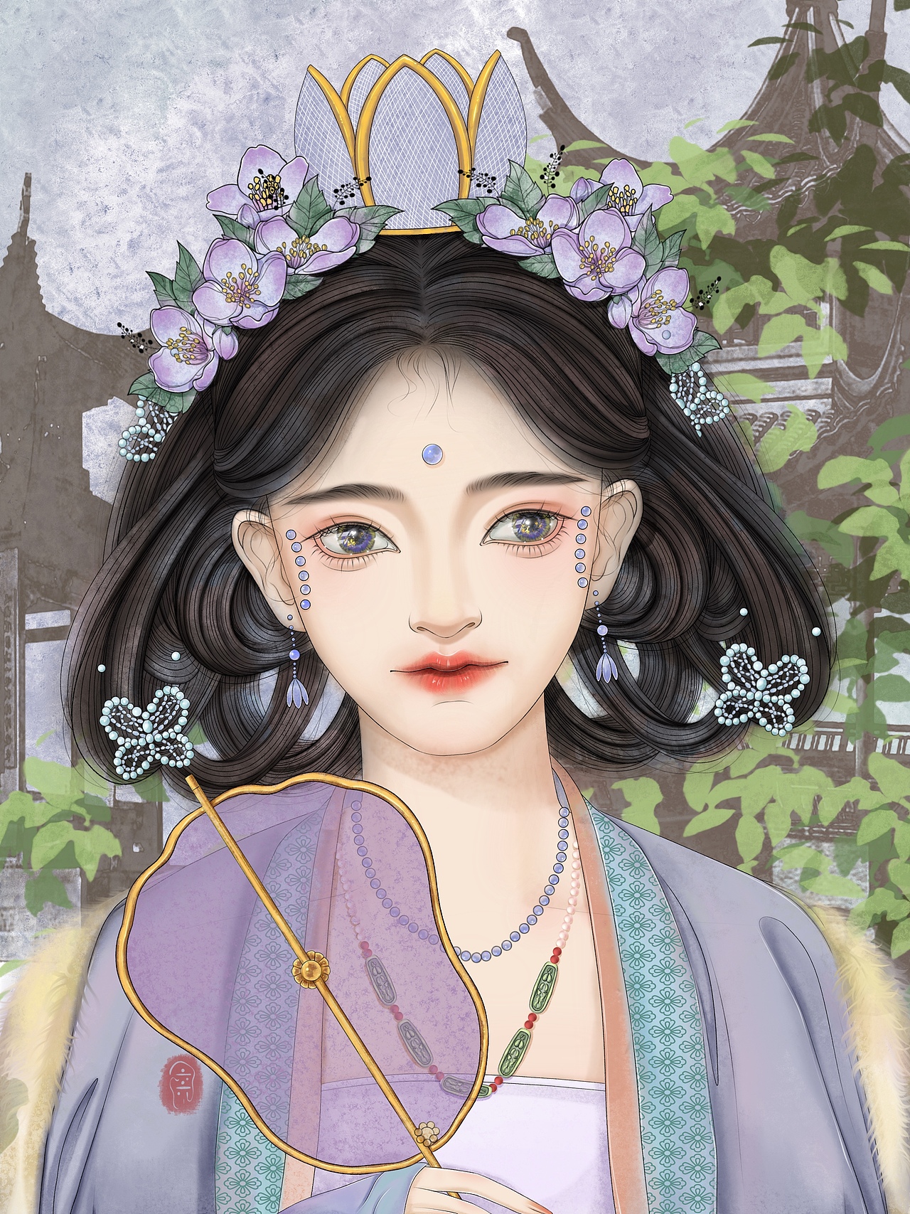 古风女子水彩插画合集