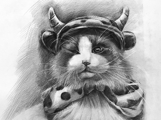 素描动物绘画小猫咪