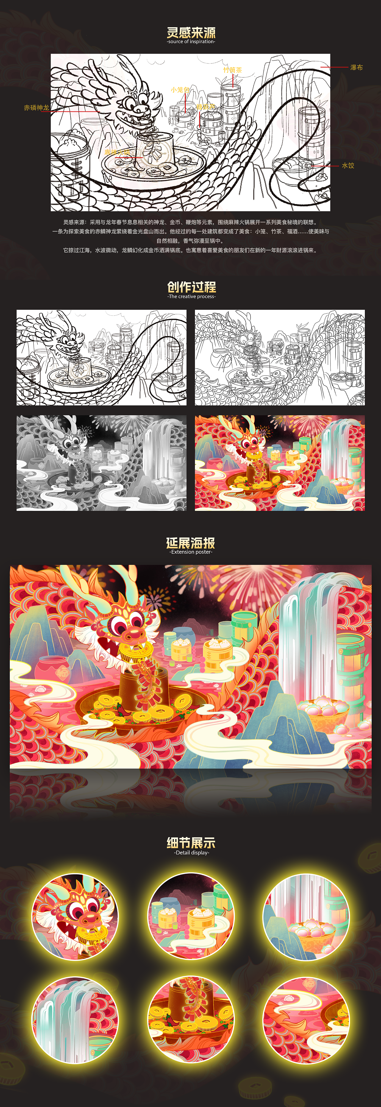 《神龙寻味 福满山海》（图ZMzc1MTI0MzUy） - 海报 - 站酷设计师麻吉姥姥原创素材 - 站酷ZCOOL