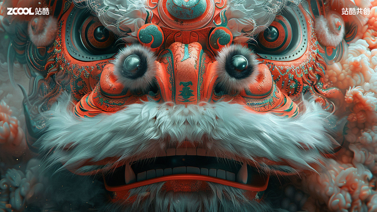 國潮-龍行獅舞潮天下（圖ZMzc1MTI1NjY4） - 海報 - 站酷設計師Blue嚕嚕嚕原創(chuàng)素材 - 站酷ZCOOL