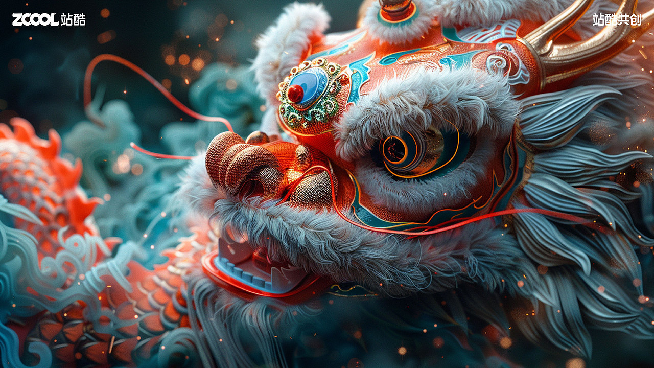 國潮-龍行獅舞潮天下（圖ZMzc1MTI1Njgw） - 海報 - 站酷設計師Blue嚕嚕嚕原創(chuàng)素材 - 站酷ZCOOL