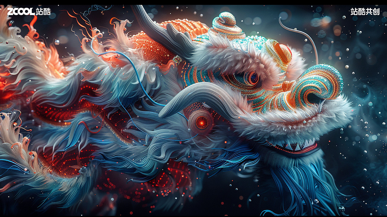 國潮-龍行獅舞潮天下（圖ZMzc1MTI1Njg0） - 海報 - 站酷設計師Blue嚕嚕嚕原創(chuàng)素材 - 站酷ZCOOL